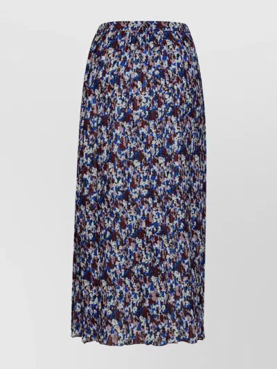 Ganni Asymmetrical Hem Floral Print High-waisted Skirt In Blue