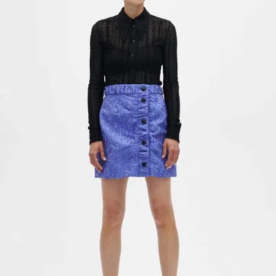 Ganni Asymmetrical Mini Skirt In Blue
