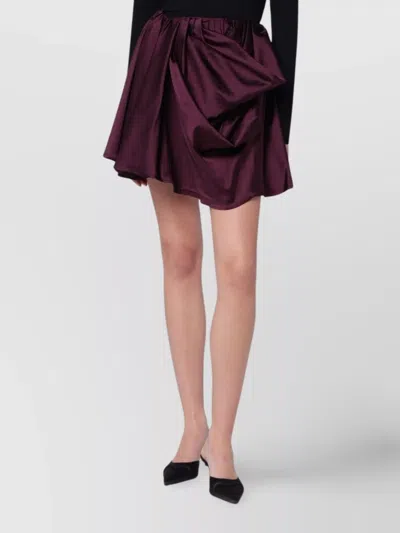 Ganni Asymmetrical Mini Skirt Satin Finish In Red