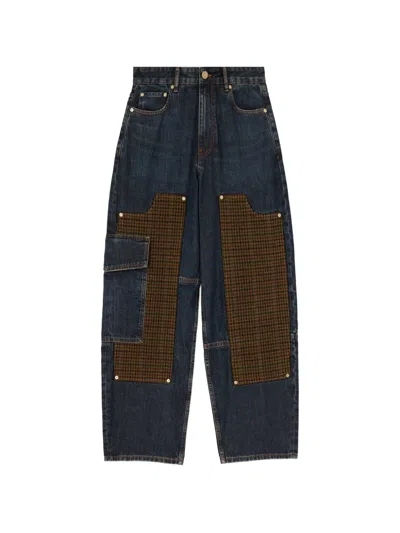 Ganni Audri Jeans In Textured Slub Denim In Burgundy
