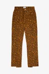 Ganni Fold Jeans In Leopard Denim In Autumn Maple
