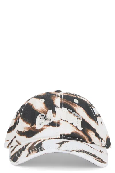 Ganni B3020236 Animal-print Cotton Baseball Cap In Multicolor