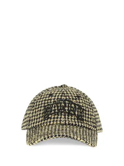 Ganni B3020269 Woollen Check Baseball Cap In Multi