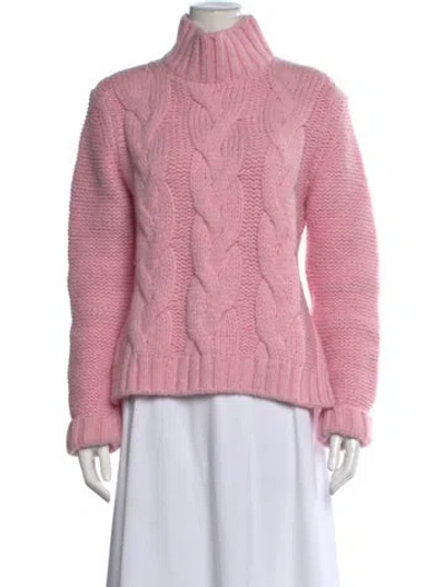 Pre-owned Ganni Baby Alpaca Turtleneck Sweater In Pink