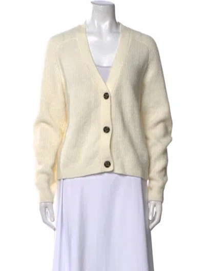 Pre-owned Ganni Baby Alpaca V-neck Sweater In Neutral