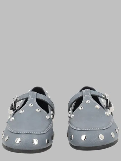 Ganni Baby Blue Mini Flats In Recycled Polyester Blend In Gray