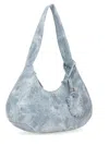 Ganni Baby Blue Recycled Shoulder Bags In Gray