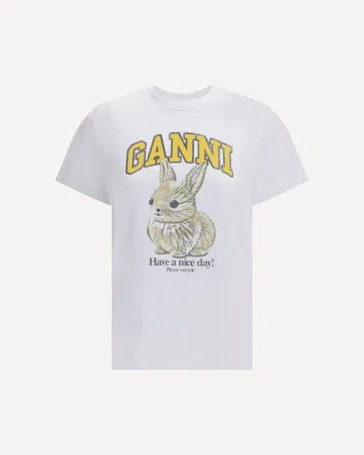 Ganni Basic Jersey Baby Bun Relaxed T-shirt In Bright White