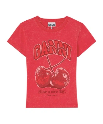 GANNI BABY FIT FUTURE T-SHIRT WITH CHERRY