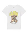 Ganni Organic Cotton T-shirt With Front Print In Purple