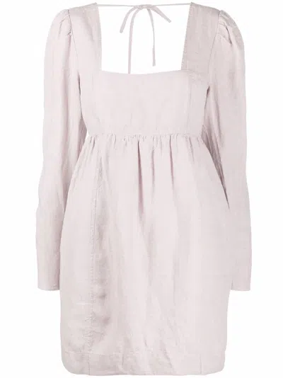 Ganni Purple Babydoll Mini Dress In Light Lilac