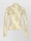 Ganni Back Button Floral Knit High Neck Sweater In Neutral