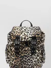 Ganni Backpack Leopard Print Zip Pockets