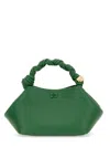 Ganni Bou Bag Small Hand Bag In Green Leather In Green