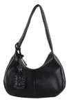 Ganni 'bou Bag Hobo Medium' Black Shoulder Bag With Shoulder Strap And Removable Logo Patch