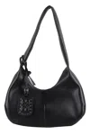 Ganni 'bou Bag Hobo Medium' Black Shoulder Bag With Shoulder Strap And Removable Logo Patch In Black