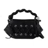 Ganni Womens Black Bou Mini Eyelet Leather Top-handle Bag