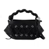 Ganni Womens Black Bou Mini Eyelet Leather Top-handle Bag
