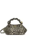 Ganni 'bou' Grey Handbag With Adjustable And Removable Shoulder Strap And Embossed Snakeskin Effect