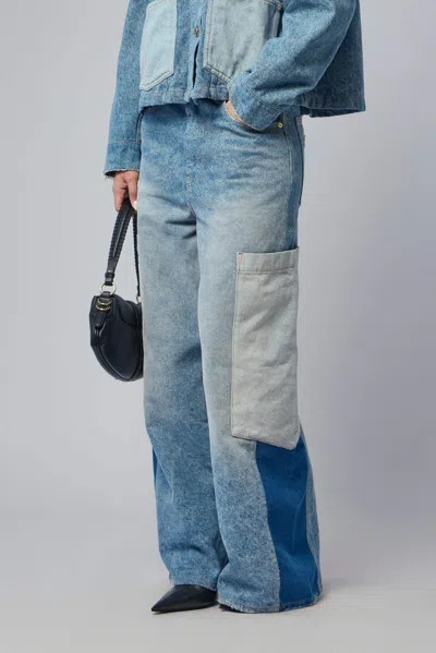 Ganni Baggy Cargo Jeans In Blue