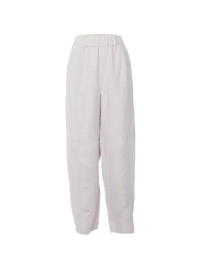Ganni Baggy Hemp Trousers In White