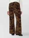 Ganni Zebra-print Cotton-blend Velveteen Wide-leg Pants In Multi