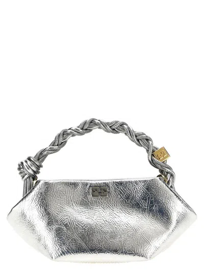 Ganni Bou Bag Mini Metallic Handbag In Silver