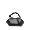 Ganni Bou Black Handbag With Butterfly Logo And Hand-braided Strands In Leather Woman