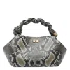 Ganni Women Small Bou Snake Handbag In Gray