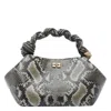 Ganni Women Small Bou Snake Handbag In Gray