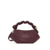 Ganni Bou Red Handbag With Butterfly Logo And Hand-braided Strands In Leather Woman In Burgundy