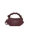 Ganni Bou Red Handbag With Butterfly Logo And Hand-braided Strands In Leather Woman