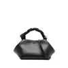 Ganni Bou Black Handbag With Butterfly Logo And Hand-braided Strands In Leather Woman