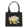 Ganni Organic Cotton Large Tote Bag In Black