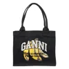 Ganni Organic Cotton Large Tote Bag In Black