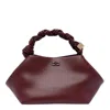 Ganni Bou Red Handbag With Butterfly Logo And Hand-braided Strands In Leather Woman