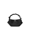 Ganni Geometric Braided Handle Bag With Detachable Chain Strap In Black