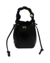 Ganni Bou Bucket Mini Crinkle Oleatex Handbags Black In Black