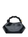 Ganni Hexagonal Leather Shoulder Bag With Butterfly Detail In Black