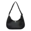 Ganni Black Handbag With Removable Shoulder Strap And Pendant With Logo In Faux-leather Woman In Black