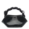 Ganni Small Twisted-handle Shoulder Bag In Blue