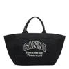Ganni Women Xxl Canvas Tote Bag In Black