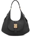 Ganni Black Leather Large Kat Shoulder Bag In Black