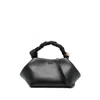 Ganni Bou Black Handbag With Butterfly Logo And Hand-braided Strands In Leather Woman In Black