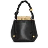 Ganni Braided-handle Leather Bucket Bag In Black