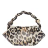 Ganni Bou Handbag With Leopard Print In Brown