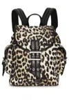 Ganni Magnetic Buckle Backpack Leopard Print In Animal Print