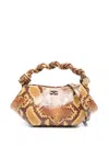 Ganni Womens Bou Mini Snake-print Leather-blend Top-handle Bag Buckthorn Brown In Brown