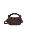 Ganni Mini Grained Bou Bag With Twisted Handle In Brown