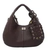Ganni Brown Handbag With Removable Shoulder Strap And Pendant With Logo In Faux-leather Woman In Blue